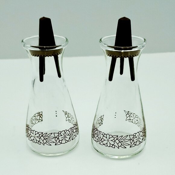 Pyrex Woodland Brown Glass Salt & Pepper Shakers Corelle Woodland Shaker Set - Picture 1 of 8